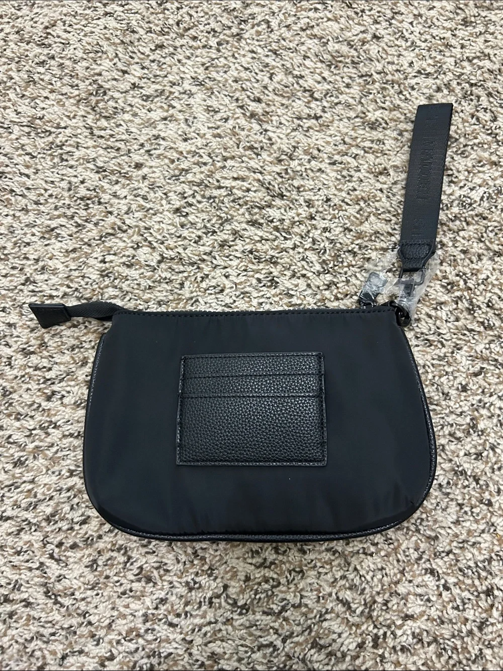 Steve Madden Black Logo Wristlet Pouch